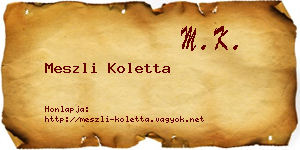 Meszli Koletta névjegykártya